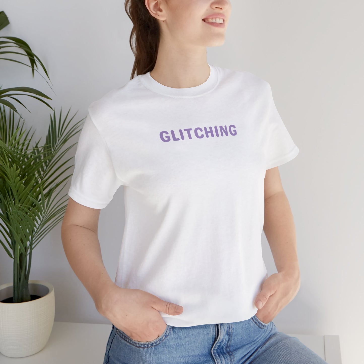 Glitching Unisex Tee - Social malfunctioning, too many DM's, tired, stressed, brain hiccup, human glitching - Trendy Graphic T-shirt, Thoughtful Gift, Tech lover